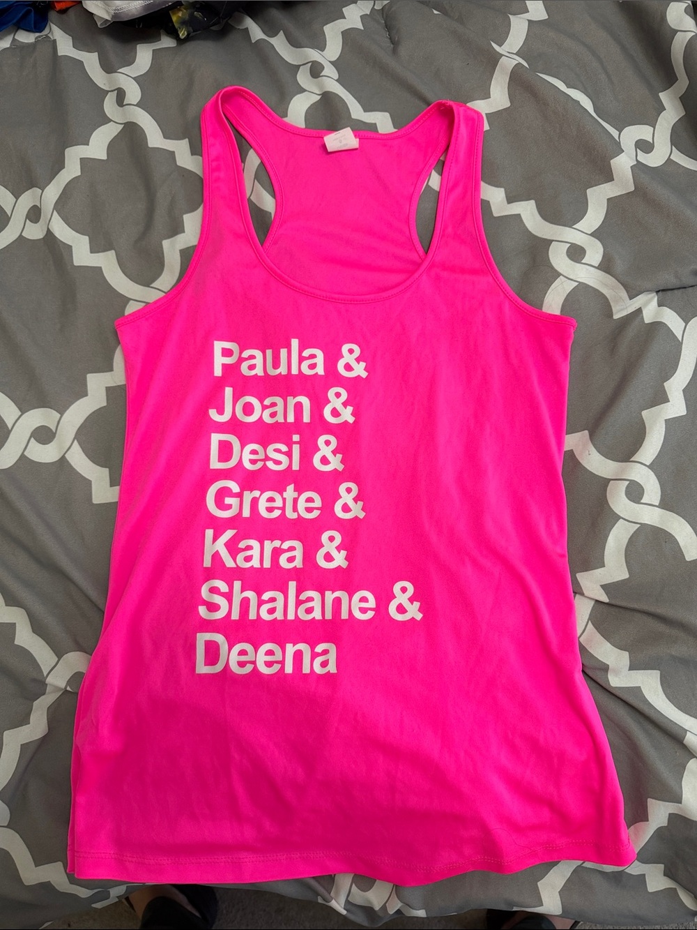 Sarah Marie SMDS Elite Runner’s Hot Pink Racerback Tank with White Text Size S